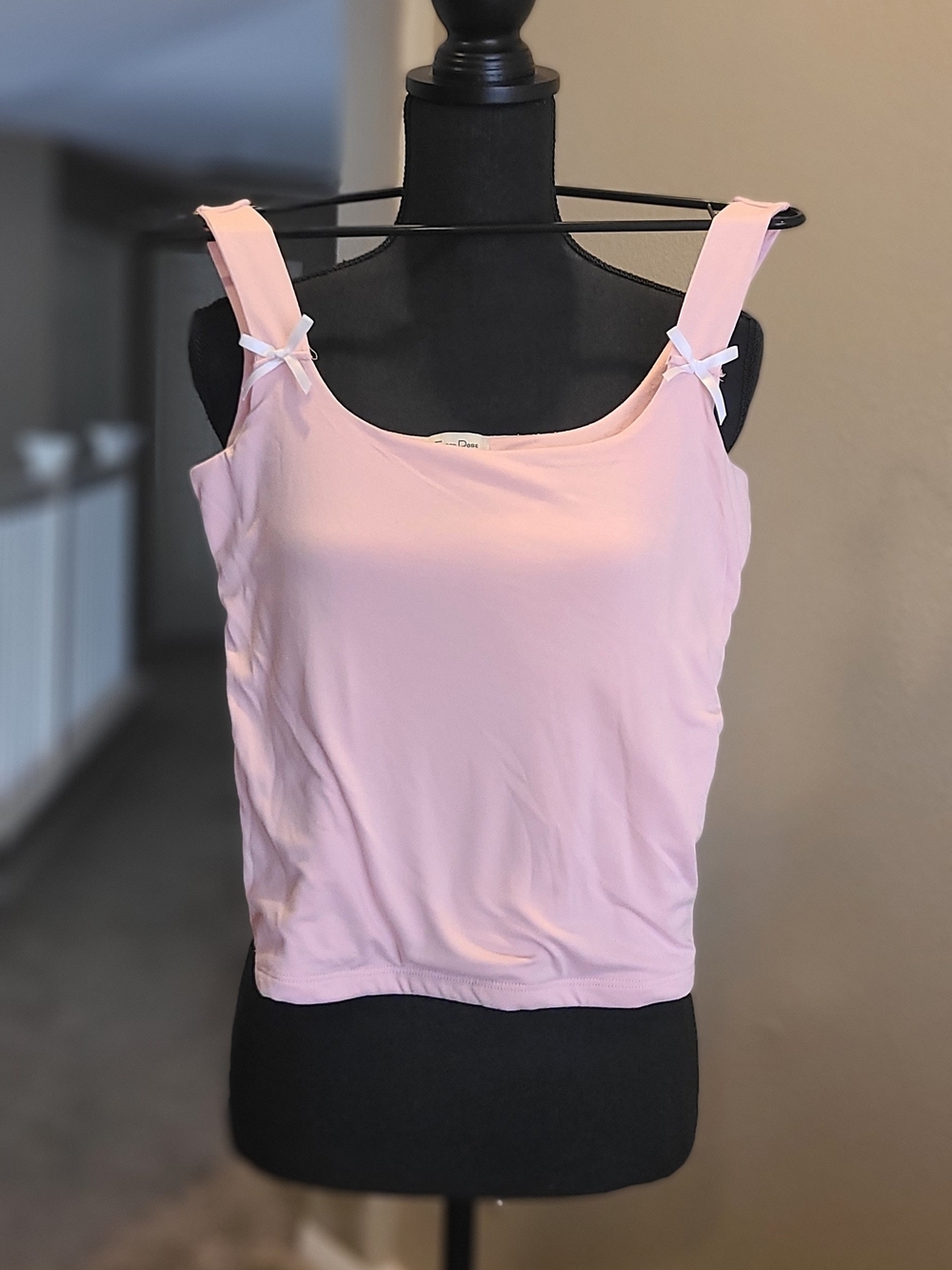 Light Pink Bow-Detail Camisole Tank Top